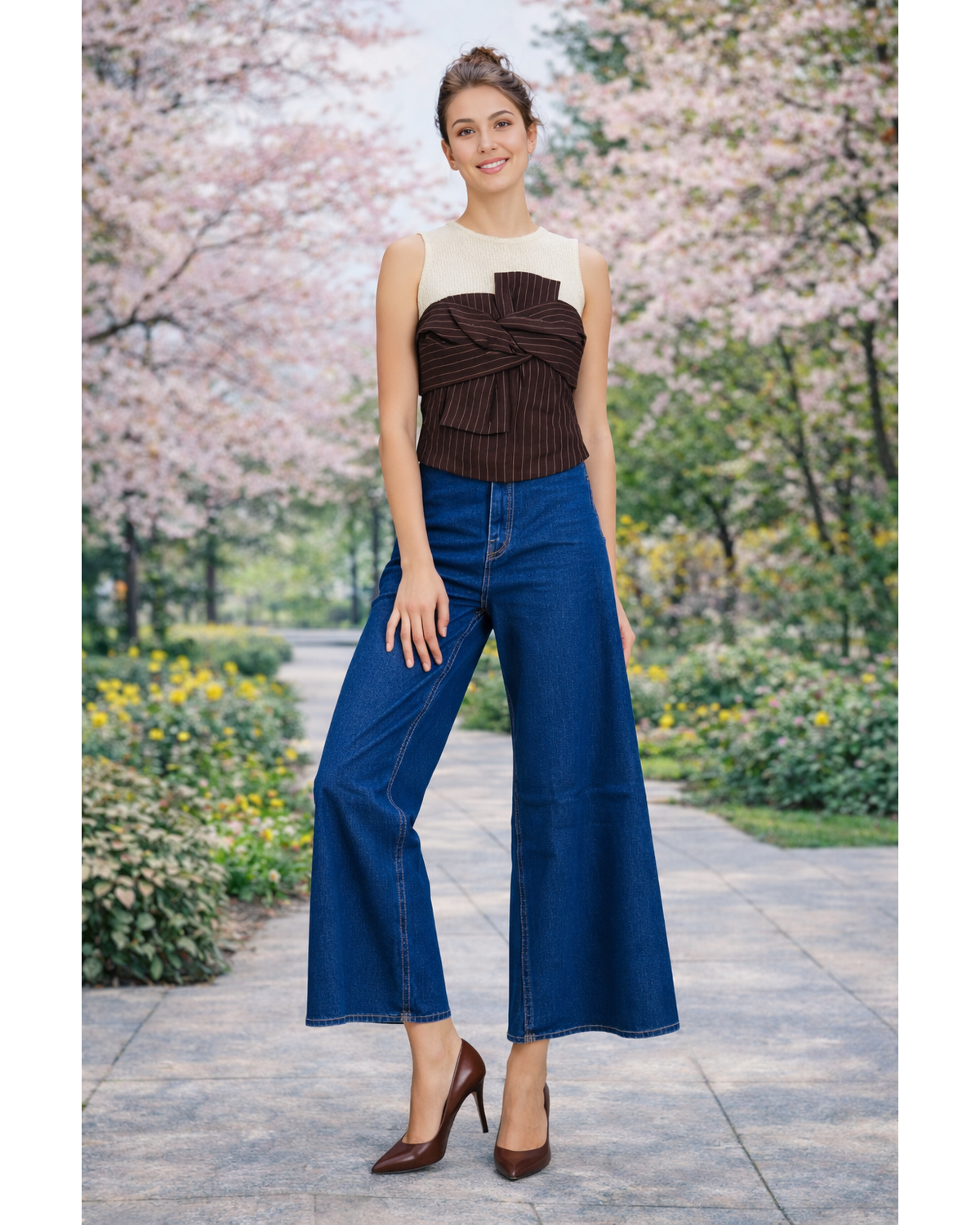 Midnight Muse Cropped Wide-Leg Denim