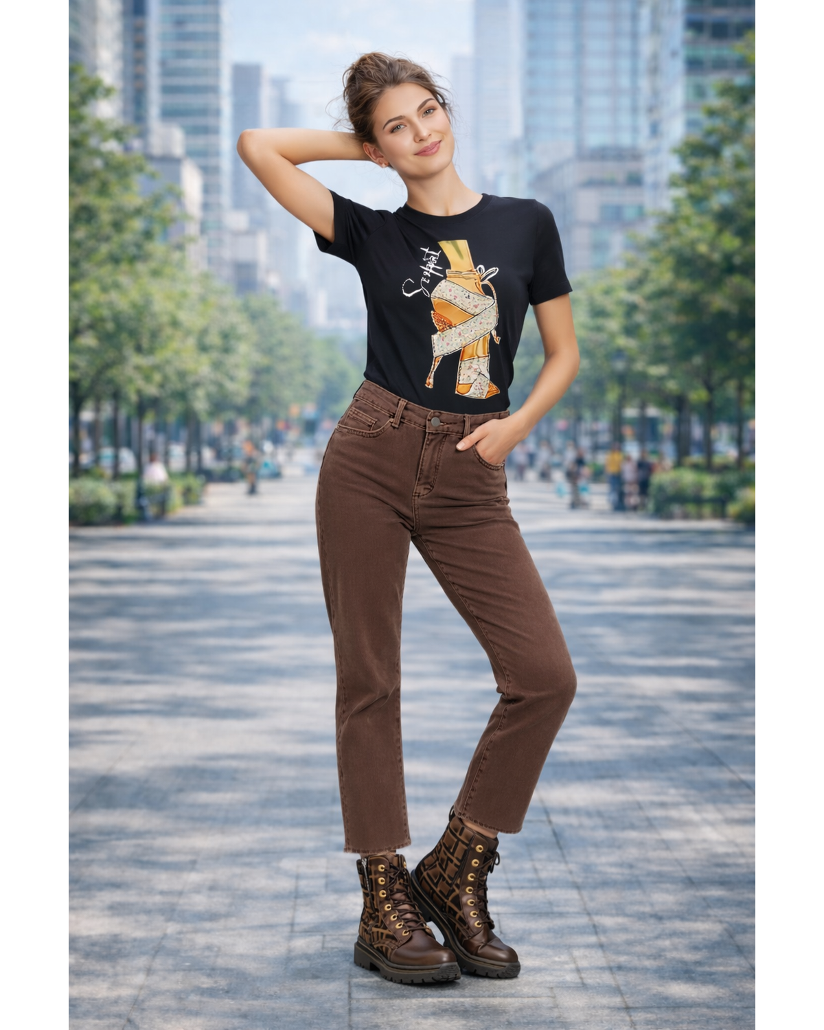 The Snobby Signature Brown Precision Straight Crop Pant