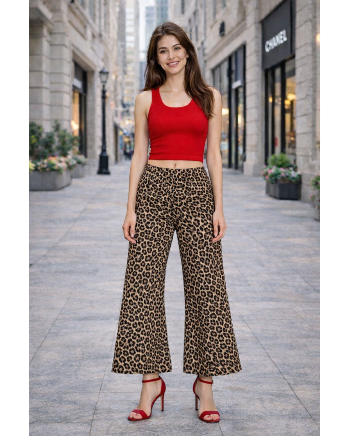 Wild Muse Leopard Wide■Leg Denim