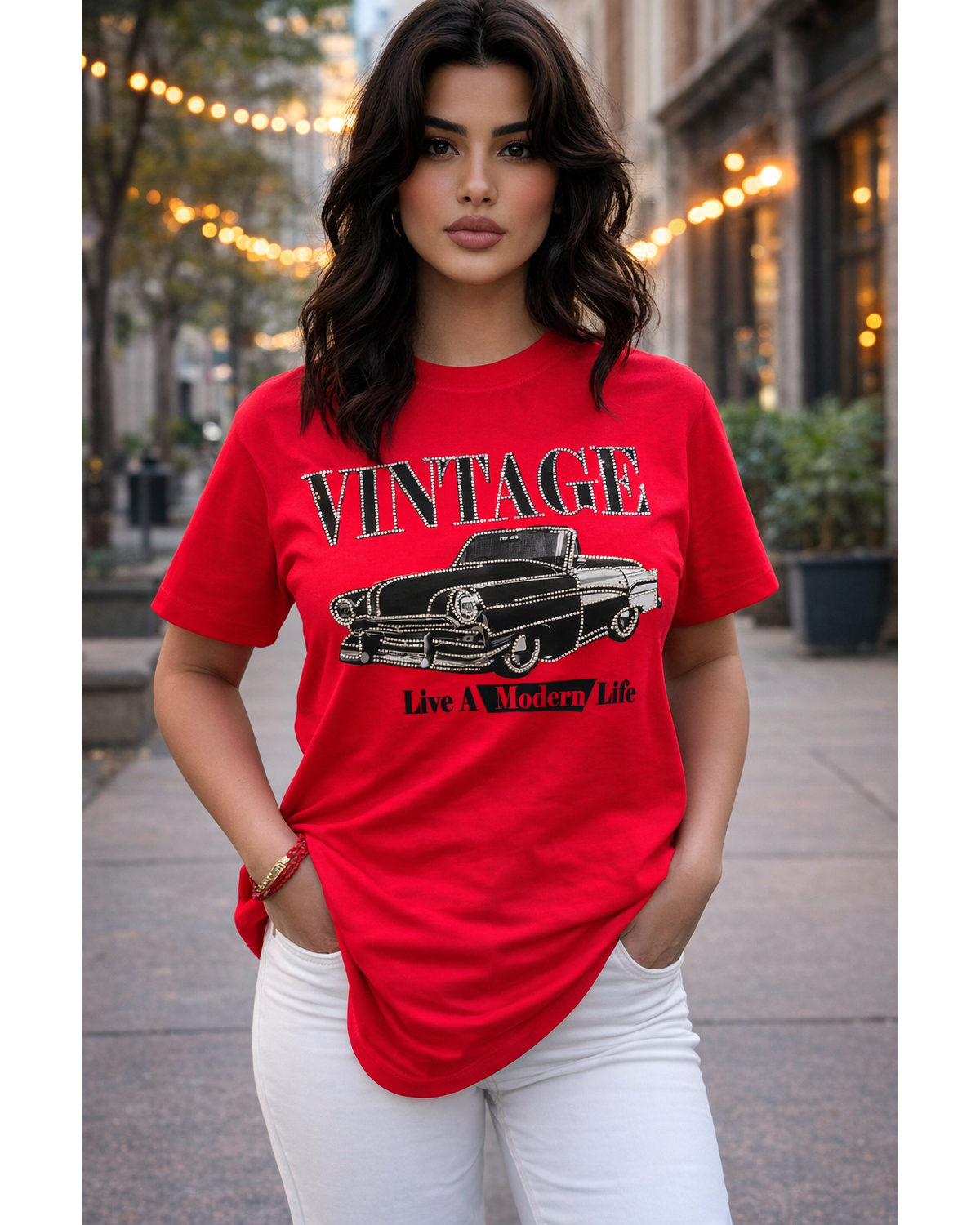 Vintage Rhinestone Car Graphic Tee