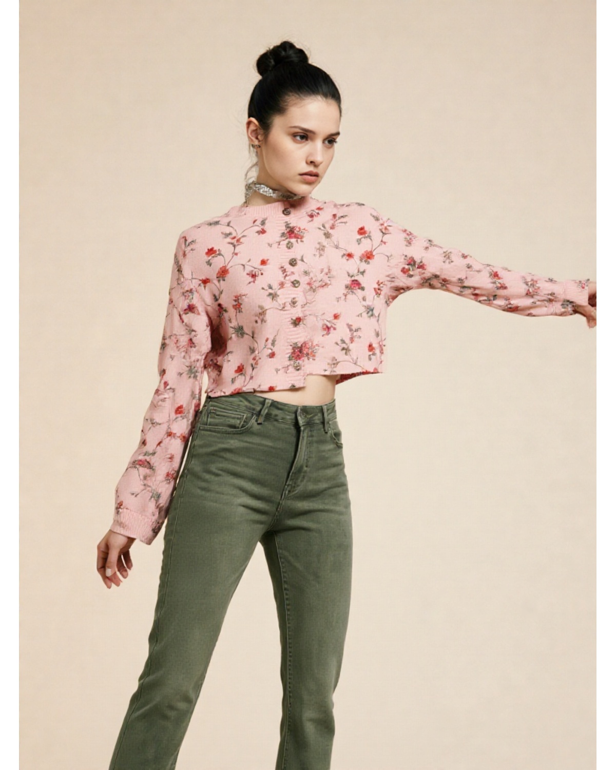 The Rosette Floral Button Cardigan Top
