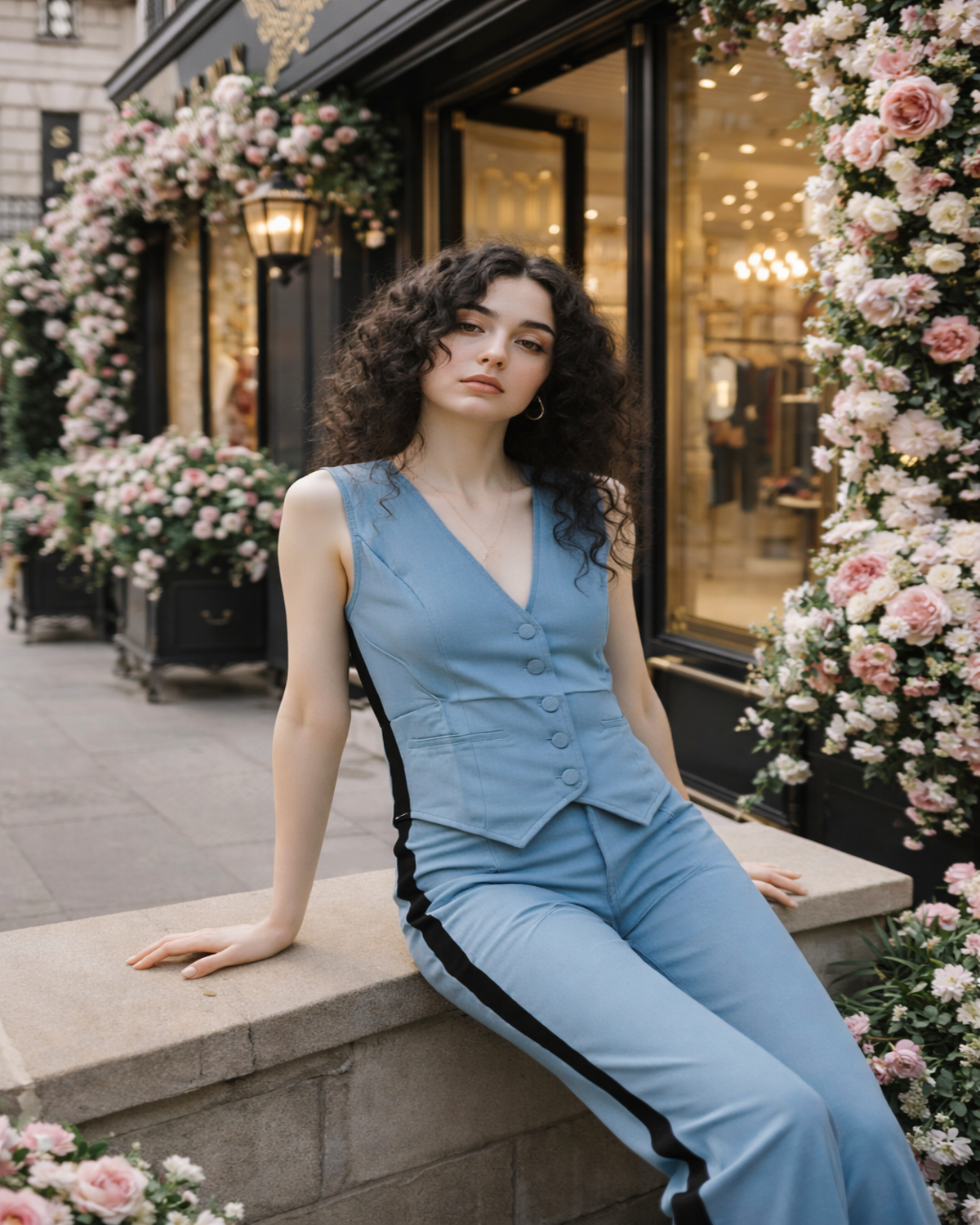 The Contrast Muse V-Neck Denim Vest