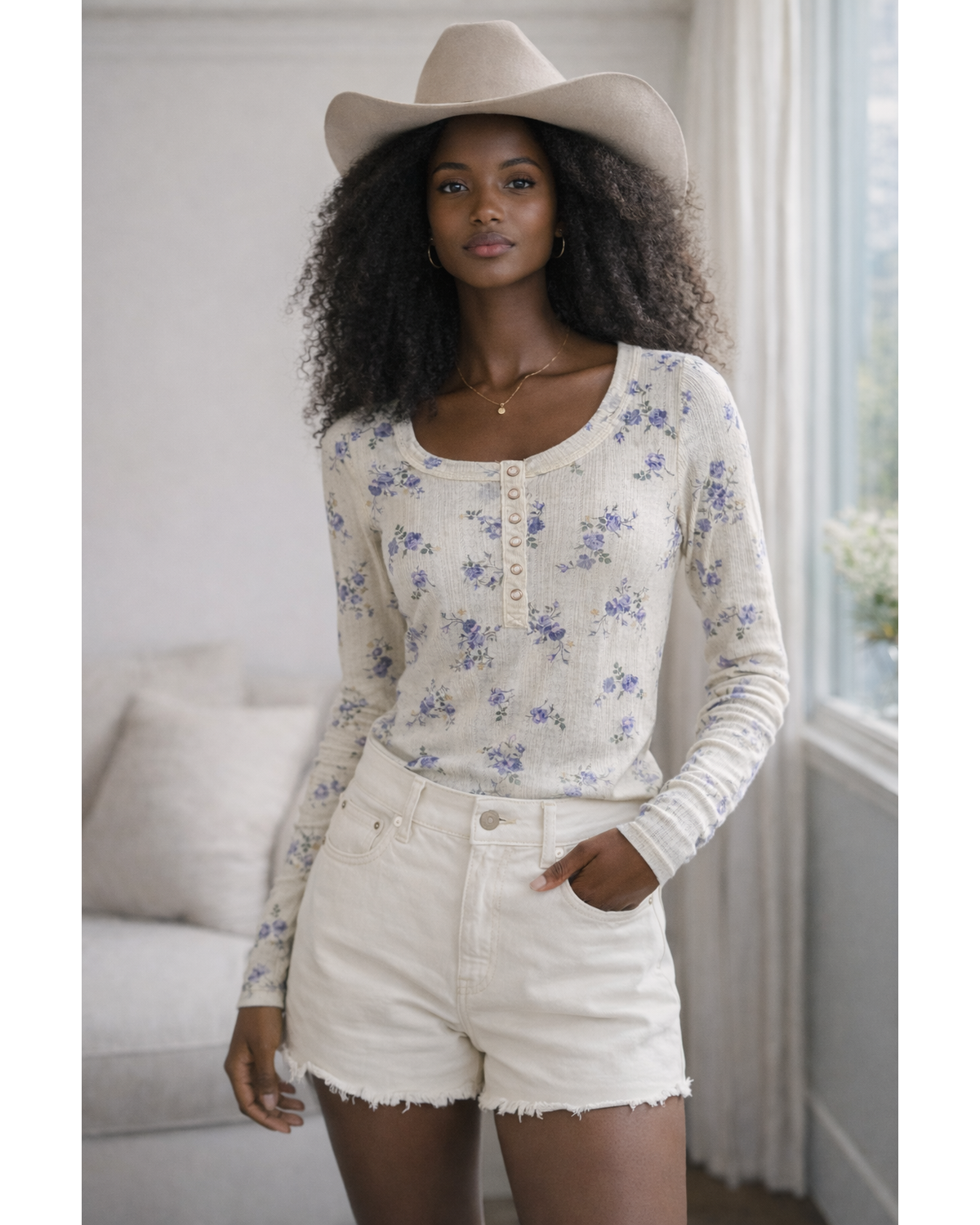 Soft Bloom Henley Muse Top