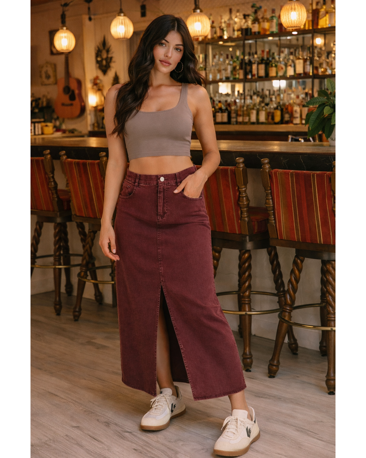 The Plum Muse Twill Maxi Skirt