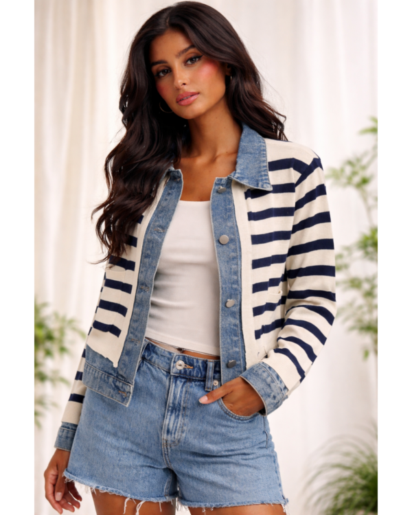 The Coastal Muse Denim Knit Jacket