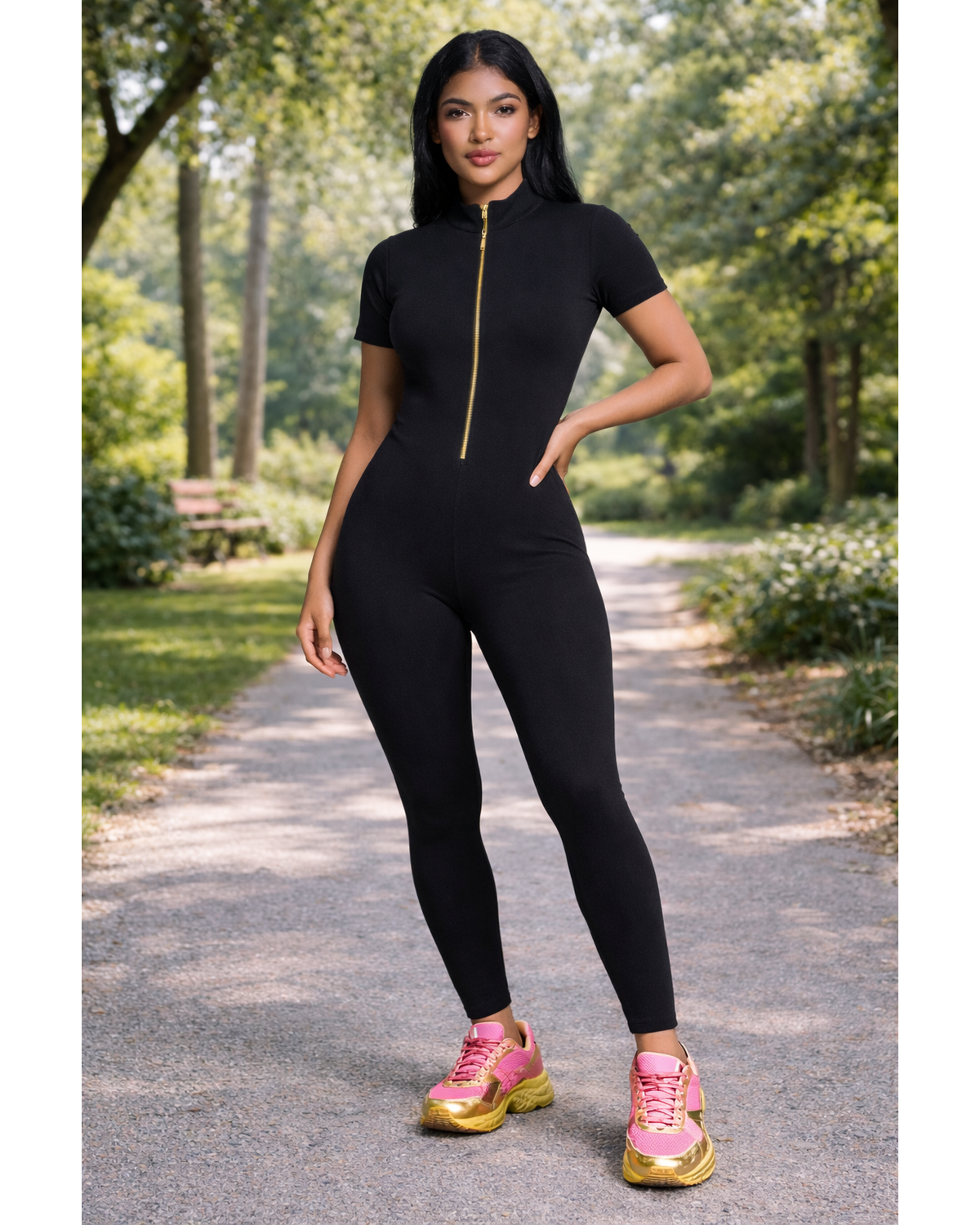 The Noir Sculpt Muse Zip Jumpsuit