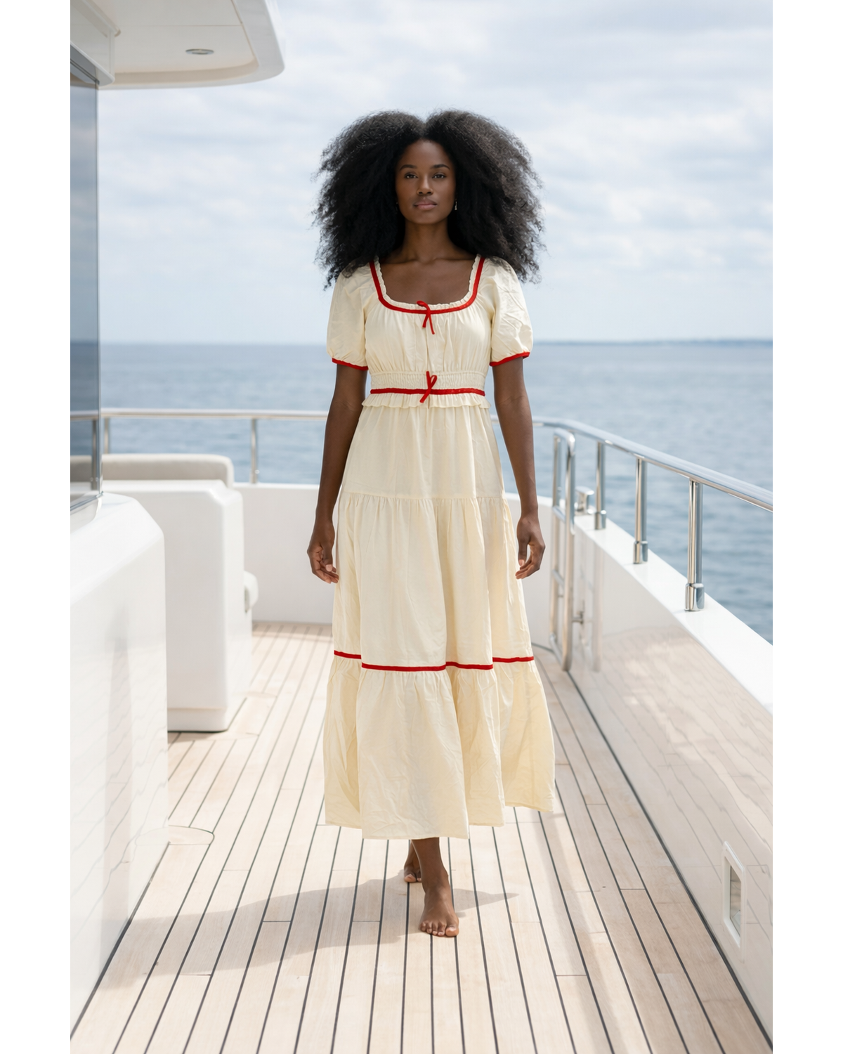 Scarlet Muse Contrast Cotton Maxi Dress